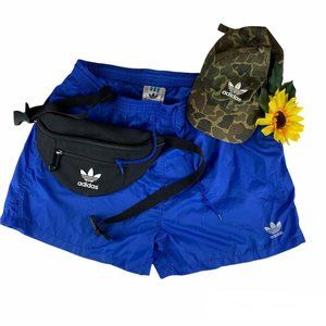 VTG 80s Adidas Track High Shorts Men's Size Large Solid Blue Trifold Polyester